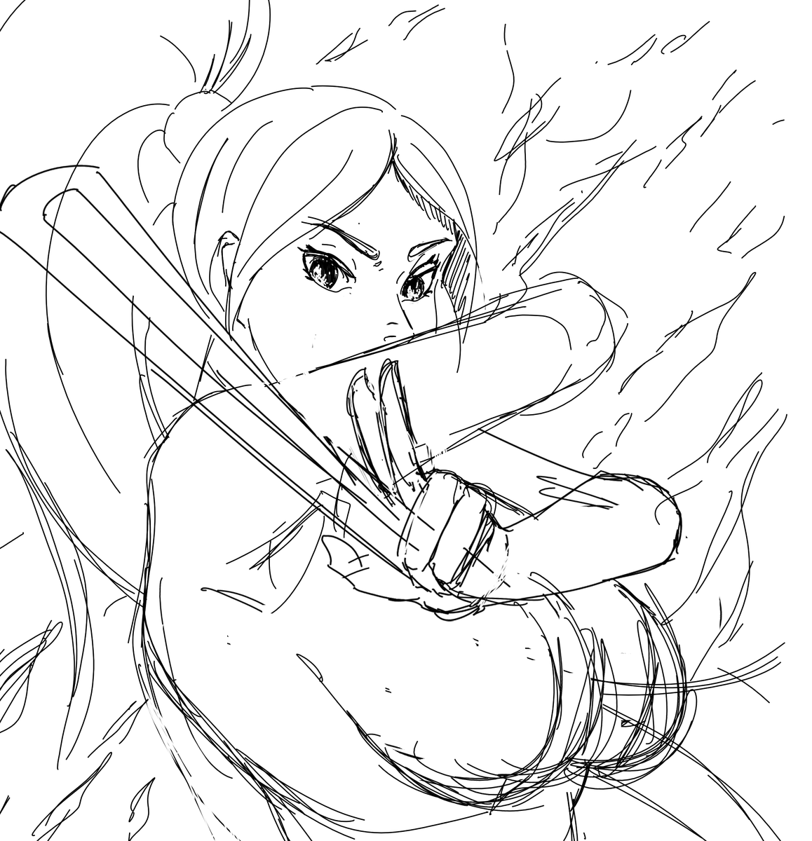 SenLight7's tweet image. Mai Shiranui Sketch #StreetFighter6 #MaiShiranui