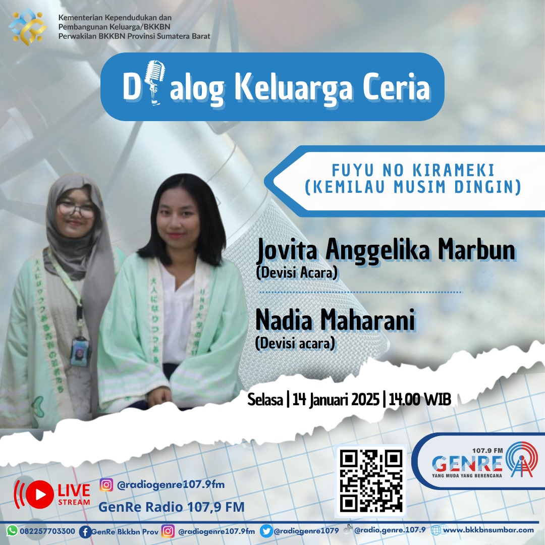 Radio_GenRe1079's tweet photo. Selamat Siang Keluarga Genre Spesial Talkshow Interaktif dalam Program "Dialog Keluarga Ceria" Bersama "Divisi Acara".
📆 : Selasa, 14 Januari 2025
🕑 : Pkl. 14.00 - 15.00 WIB
📱 : 0822-5770-3300
🖥️ : Streaming https://t.co/YuHMCF4xjU

#bkkbnsumbar #radiogenre #bunkasaiunp https://t.co/VSceaYNOhn