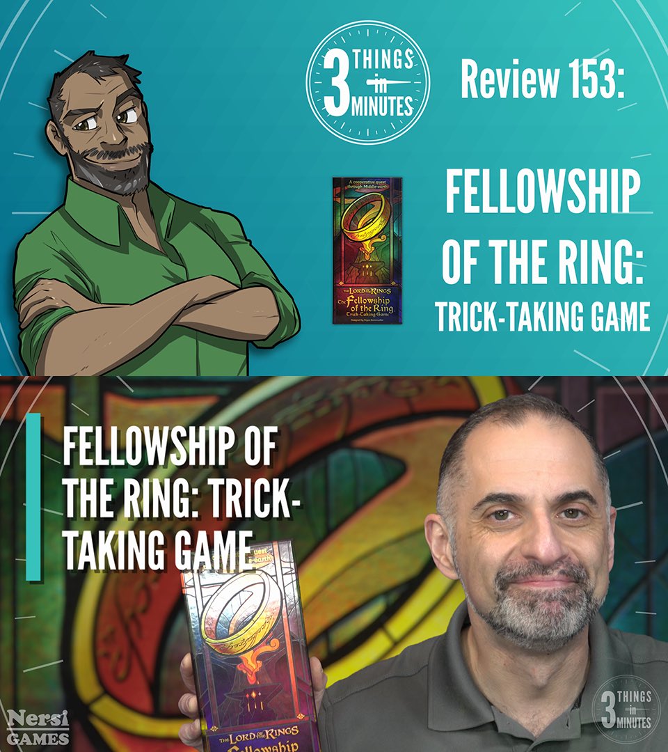 NersiGames's tweet photo. Grab your closest hobbit friends and get ready for a journey with the Fellowship of the Ring: Trick-Taking Game from @officedoggames! Check out the review at https://t.co/O8GpHP1SXc!

#boardgames #boardgame #bgg #boardgamegeek #tabletopgames #gaymer #nersigames https://t.co/LtCoN10lxw