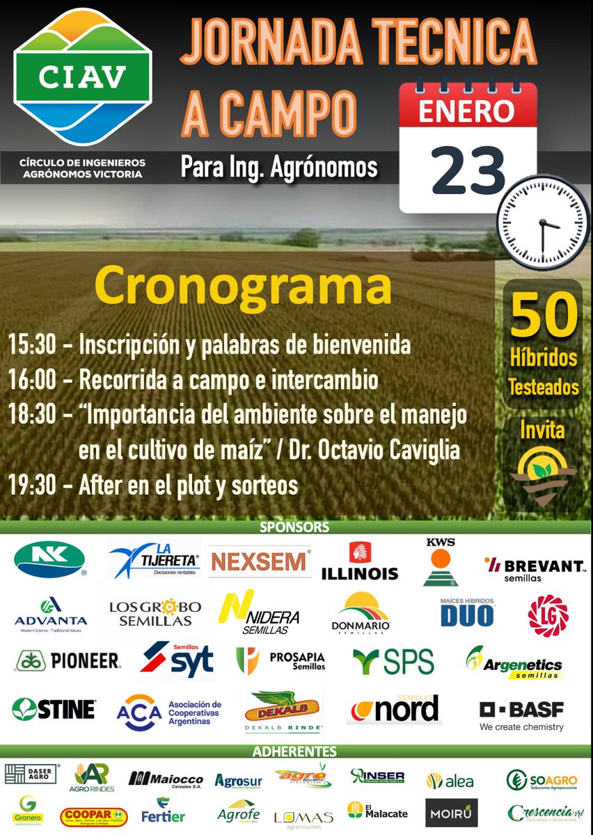 CIAV (@circuloingvic) on Twitter photo Todo listo para la
🌽 Jornada  Maíz - ECR 2025 
🗓 23/01 
📍 Est. La Querencia, Victoria. 
👤 Destinado a Ingenieros agrónomos y estudiantes avanzados.
GOOGLE MAPS TRANQUERA
maps.app.goo.gl/fnu82cQyMfMM7z…
LINK INSCRIPCIÓN 
forms.gle/YRs7zsh1yB3V5Y…
Los esperamos! Todo listo para la
🌽 Jornada  Maíz - ECR 2025 
🗓 23/01 
📍 Est. La Querencia, Victoria. 
👤 Destinado a Ingenieros agrónomos y estudiantes avanzados.
GOOGLE MAPS TRANQUERA
maps.app.goo.gl/fnu82cQyMfMM7z…
LINK INSCRIPCIÓN 
forms.gle/YRs7zsh1yB3V5Y…
Los esperamos!