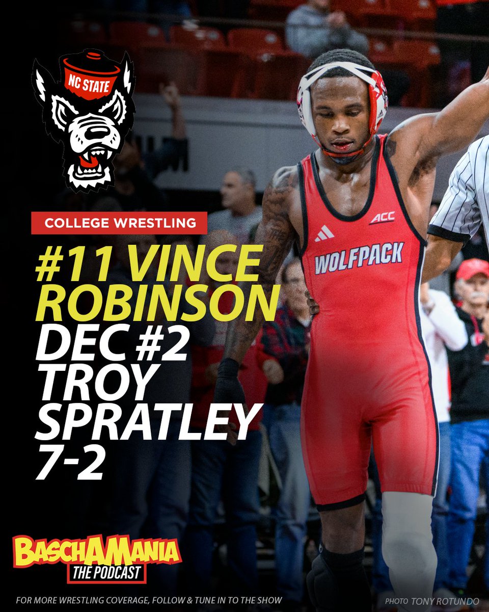 NC State's #11 Vince Robinson (14-0) gets his biggest win of the year as he beats #2 Troy Spratley 7-3 to kick off the Oklahoma State vs NC State dual.  Great win as he wins 2 takedowns to none!