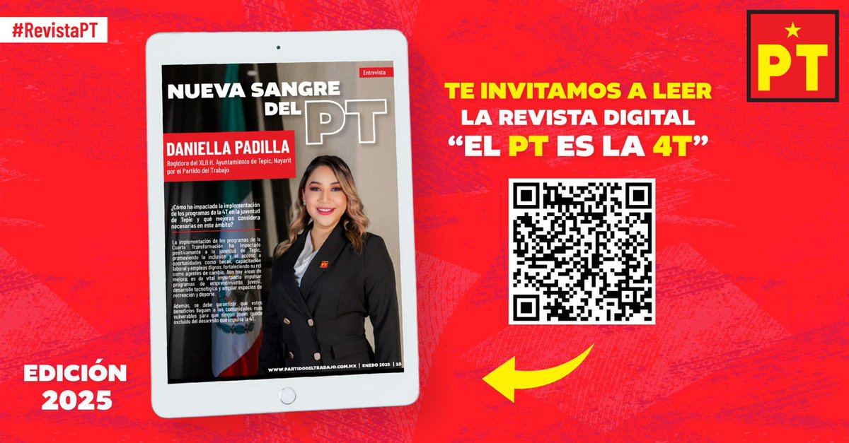 PtZacatecas's tweet photo. Daniella Padilla, la nueva sangre del #PT en la Revista Digital "El PT es la 4T", un espacio para reflexionar sobre el papel de las y los jóvenes del Partido del Trabajo en este proceso histórico…

https://t.co/jiPrYaoPDg

#PTesla4T
#RevistaDigital https://t.co/WKSIrBWIIa