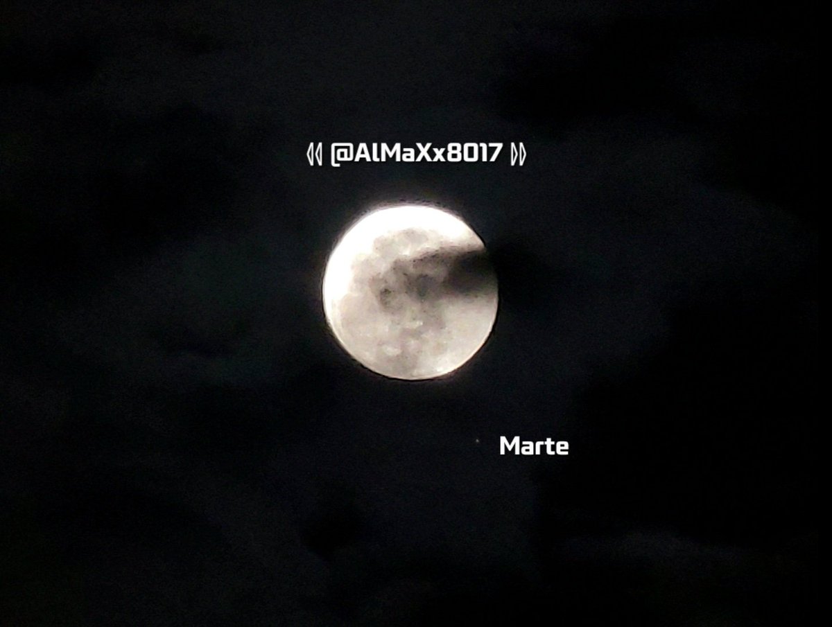 AlMaXx8017's tweet photo. Sólo para 🇨🇦 Canadá,  🇺🇸Estados Unidos y Altiplano-norte de 🇲🇽México, en pocos minutos #Marte se ocultará atrás de la 🌕🐺#Luna de Lobo, la 1° luna llena del 2025.

En Puebla y franja central del país a lo mucho se distinguirá el roce de Marte con la Luna (conjunción). https://t.co/OODMtwaxOU