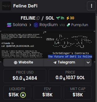 sithon_eth's tweet image. That&apos;s a Feline from @truth_terminal sitting at $18K MC.
Would you enter?

$FELINE #TruthTerminal $GOAT