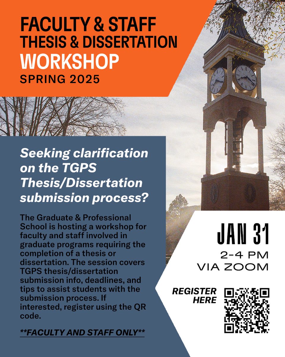 tgps_shsu's tweet photo. TGPS is hosting a workshop for faculty and staff interested in the thesis/dissertation submission process. See link to register --> https://t.co/F8kpATQ839 #tgps #samhoustonstateuniversity #gradschool #thesis #dissertation https://t.co/NLgPew4AmA