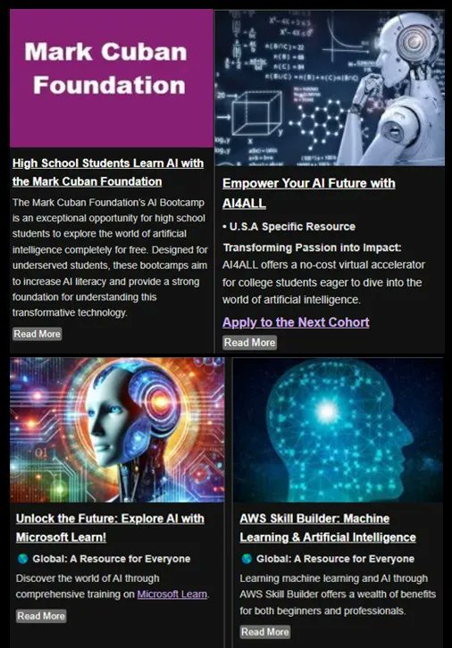 🚀 High schoolers, ready to explore AI? The Mark Cuban Foundation offers FREE AI Bootcamps for underserved 9th–12th graders. Gain hands-on experience &amp; industry mentorship—no prior knowledge needed! Apply now for Spring 2025: portal.markcubanai.org/apply 

<a href="/mcuban/">Mark Cuban</a> see my new