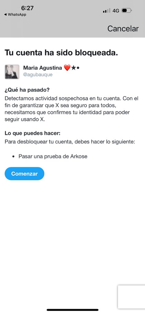 agubauque's tweet photo. @BancoGalicia @Fernandodelcele @Marcelo_MM2023 @JMilei @LuisCaputoAR @cocoscap @arielsbdar @uala_arg @pbarbieri Acabo de escribir y twitter me dice que bloquea mi cuenta 🤷‍♀️ https://t.co/wiRf4LT6t8