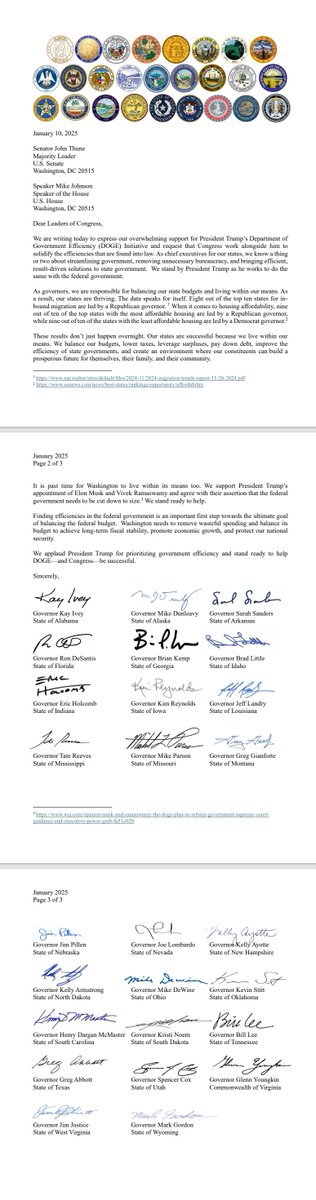 TeamPillen's tweet photo. Nebraska is running state government like a business and so should the federal government. I've joined 25 other Republican governors calling for support and passage of initiatives identified through DOGE to cut waste, improve efficiencies and save taxpayer dollars. https://t.co/EzMNXdZJLd