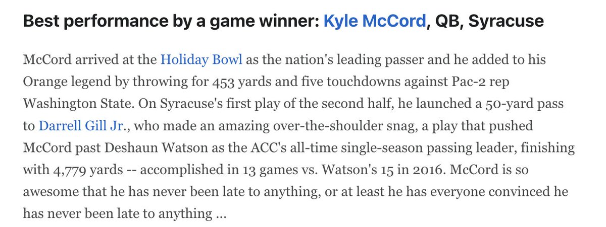 BrentAxeMedia's tweet image. Great read from @ESPNMcGee here with a nice hat tip to Kyle McCord, who had one of the best performances of bowl season in his last game as #Cuse QB espn.com/college-footba…