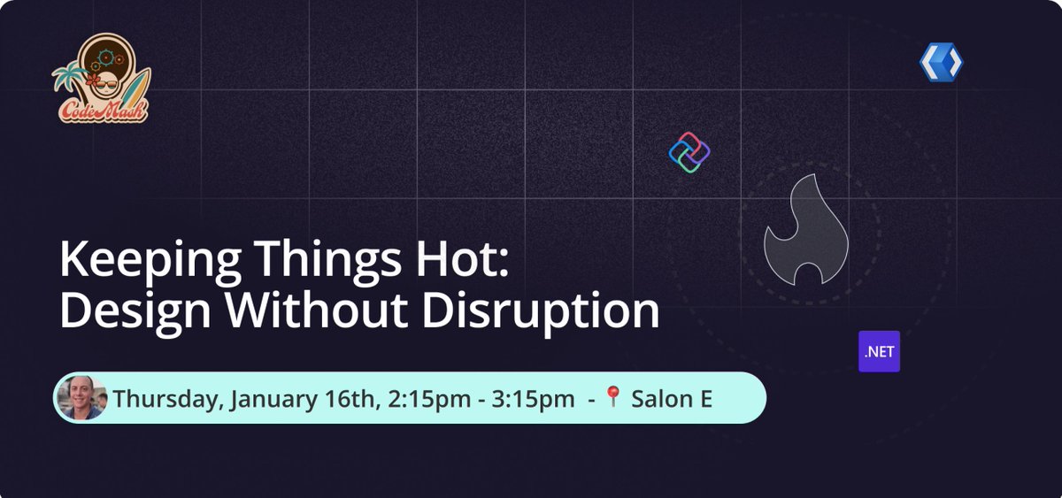 UnoPlatform's tweet photo. 🌴@CodeMash is around the corner, and the beach theme isn’t the only thing that’s hot... ☀️
Join @BiloganSteve for "Keeping Things Hot: Design without Disruption" where he’ll show how to crank up your .NET productivity with our blazing new Visual Designer! #HotDesign https://t.co/32r5HAsV0U