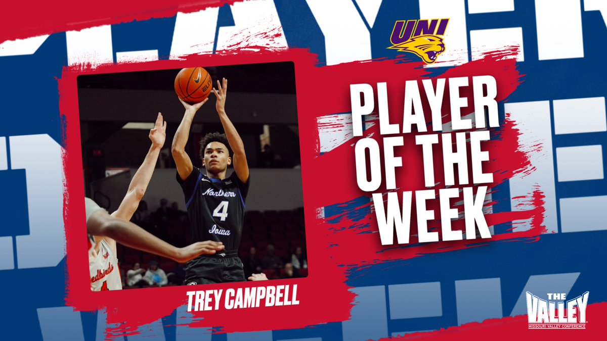 Player of the Week ➡️Trey Campbell, <a href="/UNImbb/">UNI Basketball</a> 

Recorded the third 30+ point game in the MVC this season, &amp; 2nd such game by a Panther this year with a career-high 30 points in UNI's come-from-behind win at Illinois State. He made a career-best 8 three pointers against the Redbirds