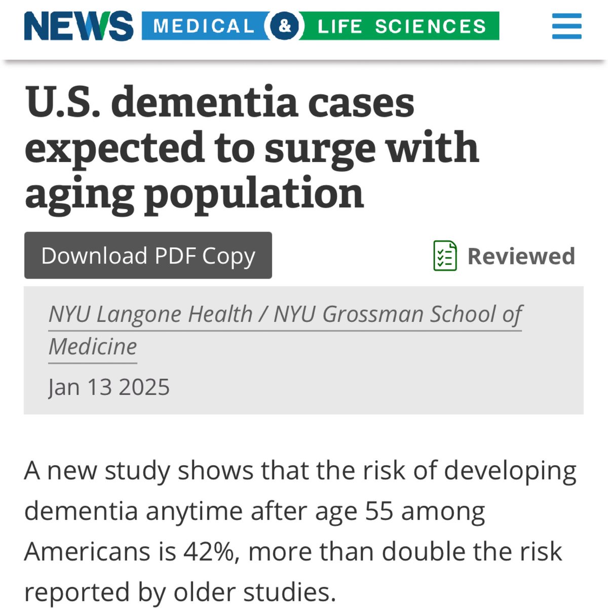 acrossthemersey's tweet photo. ‘A new study shows that the risk of developing dementia anytime after age 55 among Americans is 42%, more than double the risk shown in older studies.’

Most Americans willfully ignore that they’ve been repeatedly infected by a virus that further increases that risk. https://t.co/yHt2552Skk