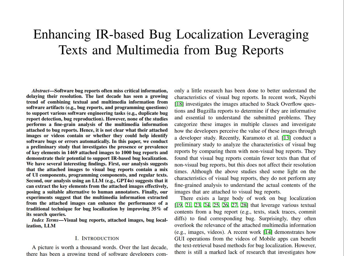 Happy to share that our work with <a href="/Mukta040202/">Shamima Yeasmin</a>, <a href="/chanchalkroy/">Chanchal Roy</a> and  <a href="/ProfSchneider/">Kevin Schneider</a> et al. -- Enhancing IR-based Bug Localization Leveraging Texts and Multimedia from Bug Reports - got accepted at the ERA track of <a href="/icpcconf/">ICPC 2025</a>.  Pre-print is coming soon. <a href="/RaiseDal/">RAISE Lab, Dalhousie University</a>  <a href="/dalfcs/">Dal Computer Science</a> #debugging