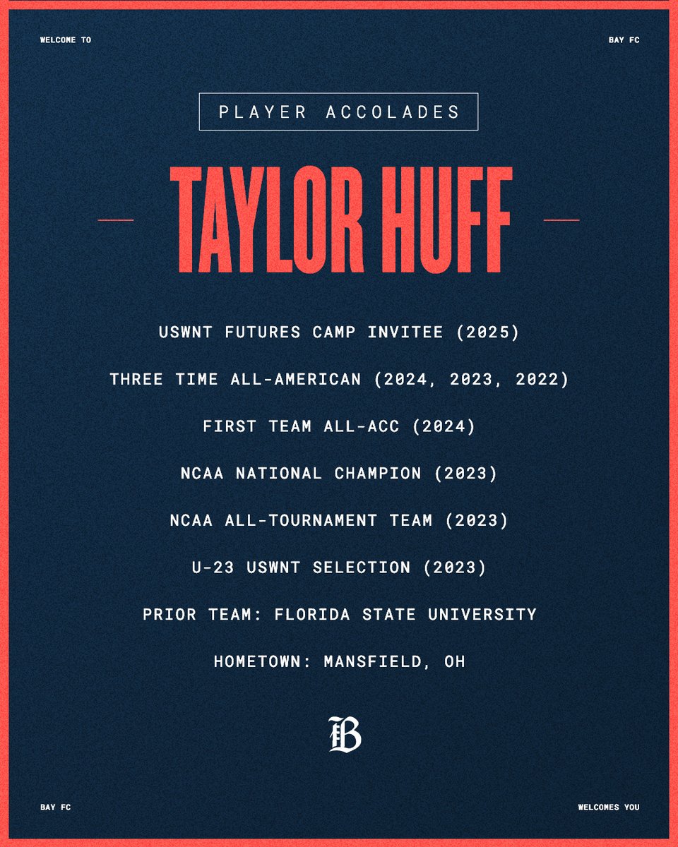 wearebayfc's tweet photo. Can't wait to see you in the Bay, Taylor Huff! We're so excited! 🩶
#BayFC #BLegendary https://t.co/JZ8HbleFOQ