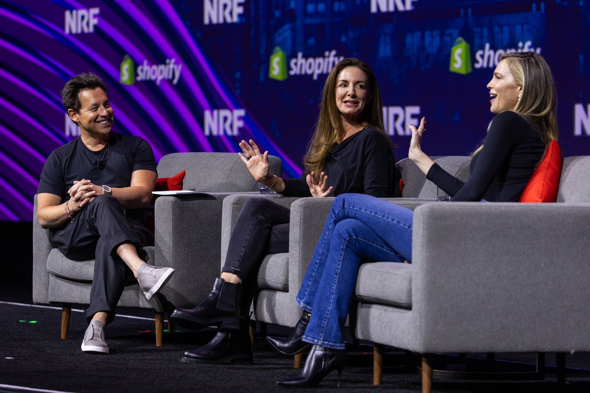 harleyf's tweet photo. Just got off the biggest stage in retail @NRFnews with two leaders who are changing the way businesses are built @saramfoster @KatColeATL 

Proud to have both @drink_AG1 and Favorite Daughter built on @Shopify 👊 https://t.co/TwrgMDrfS6
