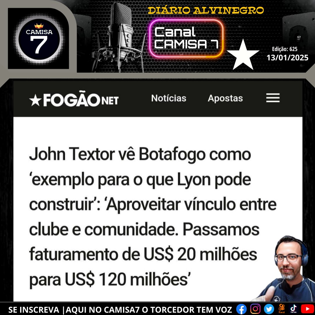 Camisa7Glorioso's tweet photo. "Sei que alguns torcedores do Lyon não gostam quando falo do Botafogo. Não falo disso só porque adoro o clube, mas também porque é para mim um exemplo do que poderíamos construir aqui na França"

🗞️ TEXTOR https://t.co/iF9NlGl68x