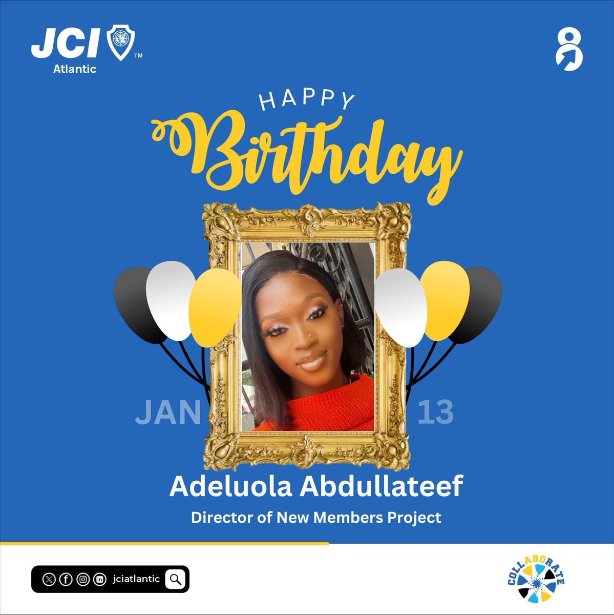 Happy Birthday to an outstanding member of JCI Atlantic! Our Director of New Members Project.

On your special day, we celebrate not only your birthday but also your commitment to creating positive change in our community. 

#Ele8
#Elevate
#Collaborate
#JciAtlantic