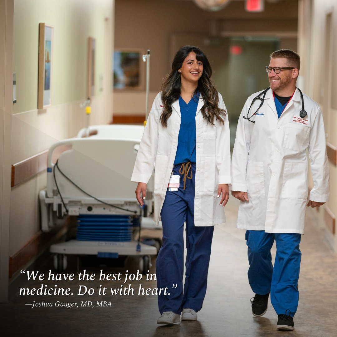 Dr. Joshua Gauger always wanted to be a doctor, but it wasn't until his first emergency department rotation during medical school that he knew he had truly found his passion. 

“We have the best job in medicine. Do it with heart,” he says. 

Read more: emed.wisc.edu/news/exploring…