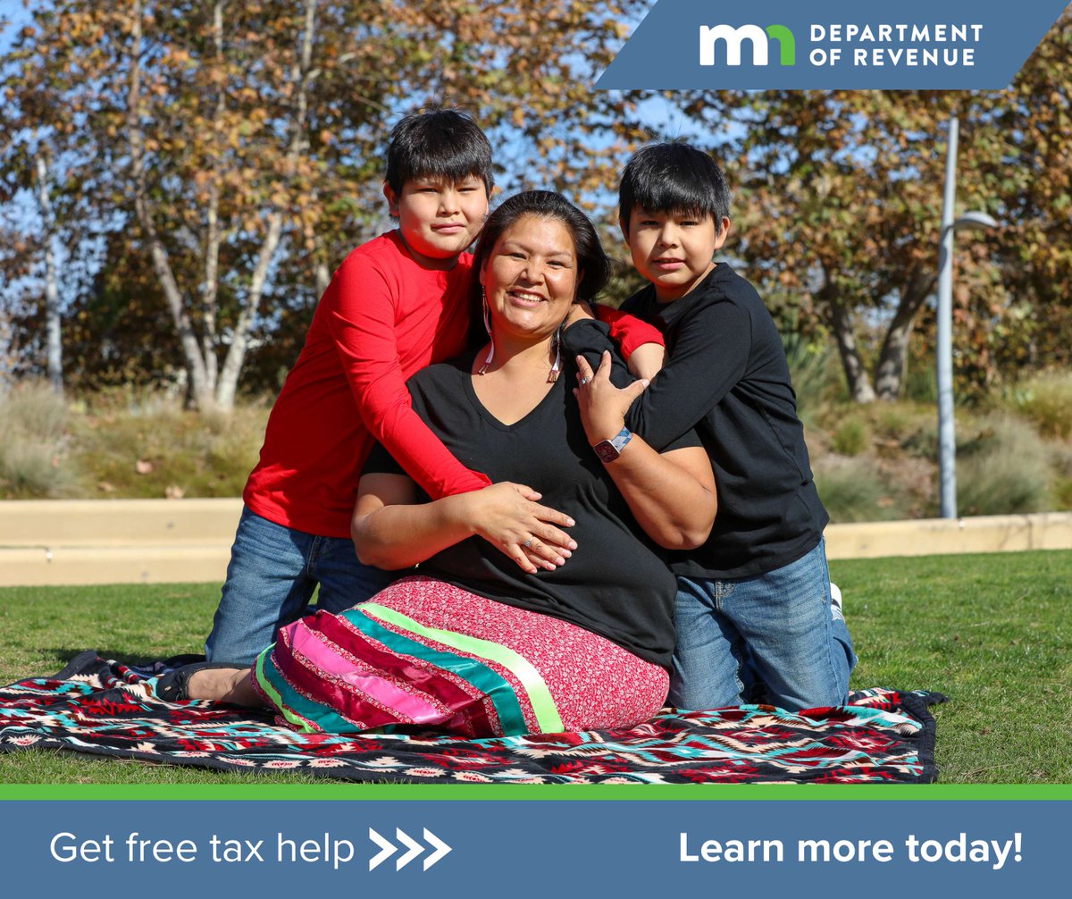 Even if you do not have to file a Minnesota income tax return, you can still file to get tax benefits. 

Find free tax preparation options - ow.ly/PZq850UBWPz 

Service made available through a grant provided by the state of MN. #childtaxcredit