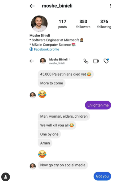 ryangrim's tweet image. A Microsoft employee in Israel sent a direct message that was posted publicly, in which he said, "45,000 Palestinians died yet...More to come...Man, woman, elders, children. We will kill all of you."

According to an internal posting obtained by @dropsitenews, Microsoft says it…