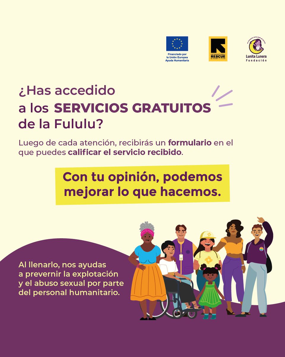 ¿Has accedido a los servicios de la #Fululu 🌙?

📍Recuerda, al finalizar cada atención recibirás un formulario en el que podrás dejarnos tu opinión para ayudarnos a mejorar lo que hacemos🌈.

📲 Si tienes preguntas o necesitas orientación, estamos aquí para ti