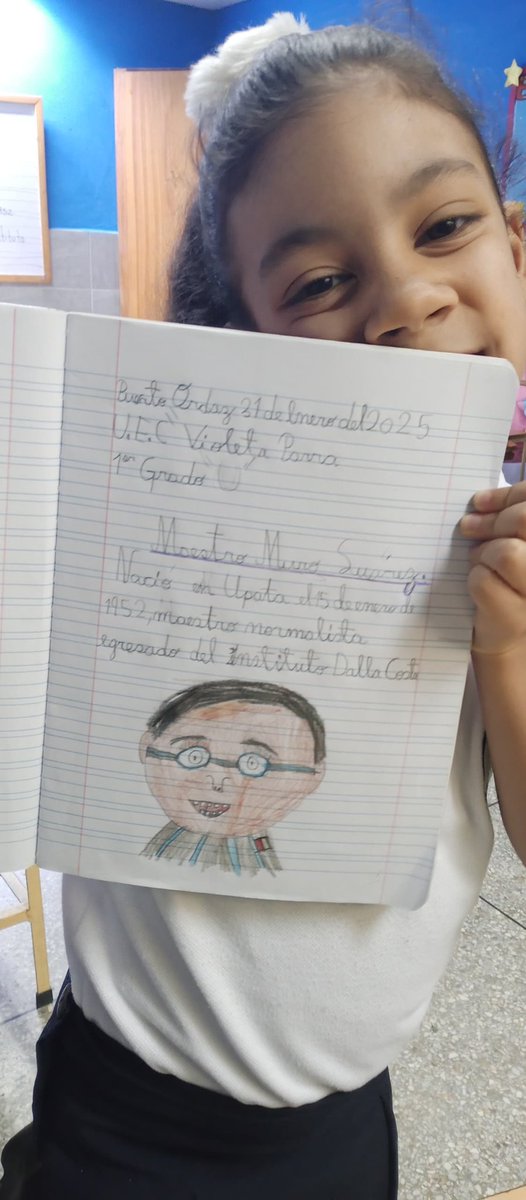 Niños del primer grado del colegio Teresa de la Parra en Puerto Ordaz con motivo del día del educador, hacen dibujos de maestros  en su proyecto conociendo nuestros maestros y sus aportes a la educación. Docente: Marivi Sánchez
#15DeEnero
#DiaDelMaestro
