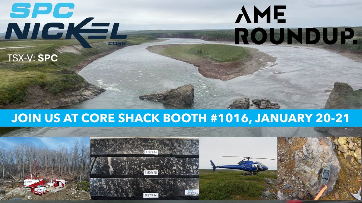 SPC Nickel Corp (@corpspc) on Twitter photo 📣Visit $SPC.V's CEO, Grant Mourre, at the <a href="/AMEroundup/">AME Roundup</a> Core Shack Booth #1016 on January 20-21. Stop by to meet the team and learn more about our West Graham Project in #Sudbury and the Muskox Project in #Nunavut! ⚒️
#AMERoundup2025 #Nickel #Copper #CriticalMinerals 🔋 📣Visit $SPC.V's CEO, Grant Mourre, at the <a href="/AMEroundup/">AME Roundup</a> Core Shack Booth #1016 on January 20-21. Stop by to meet the team and learn more about our West Graham Project in #Sudbury and the Muskox Project in #Nunavut! ⚒️
#AMERoundup2025 #Nickel #Copper #CriticalMinerals 🔋