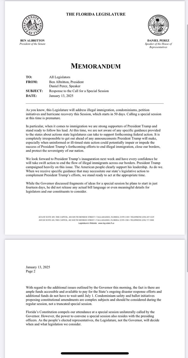 Florida Legislature to <a href="/GovRonDeSantis/">Ron DeSantis</a>: GFY