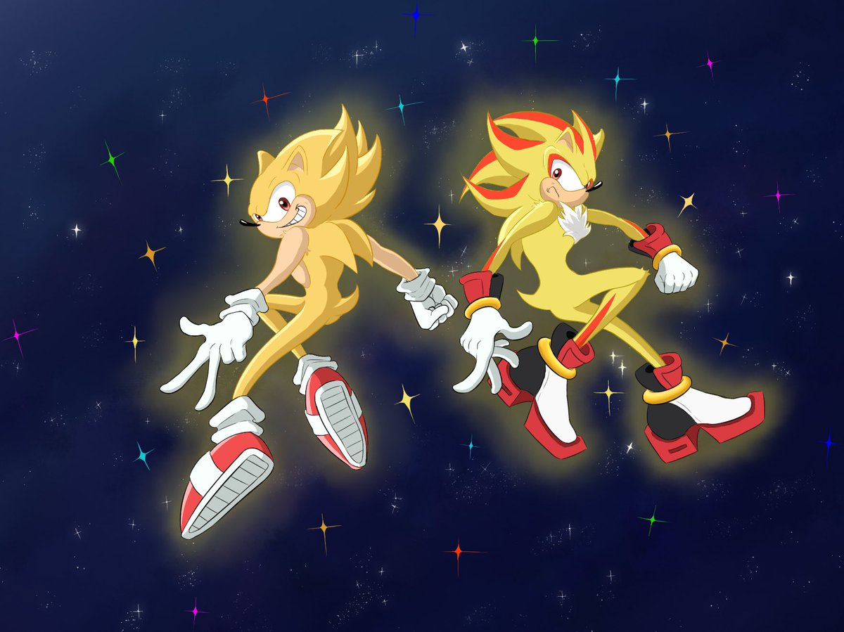 bossko296's tweet photo. You’re Too Slow☝️✨

Some super sonic &amp; shadow fanart to celebrate the new movie❤️💙

#SonicTheHedgehog #Sonic3 https://t.co/Cejgry34i4