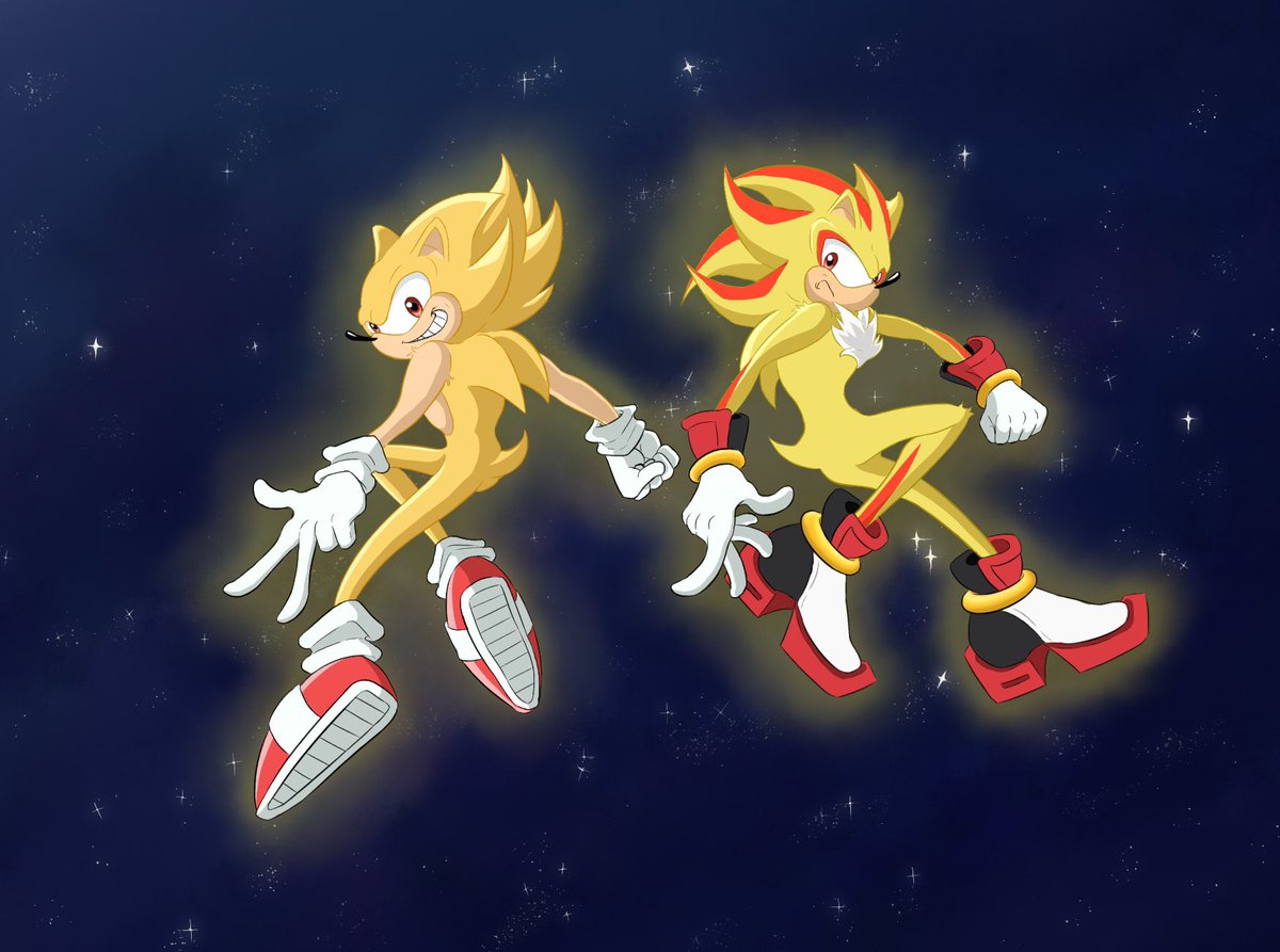 bossko296's tweet photo. You’re Too Slow☝️✨

Some super sonic &amp; shadow fanart to celebrate the new movie❤️💙

#SonicTheHedgehog #Sonic3 https://t.co/Cejgry34i4