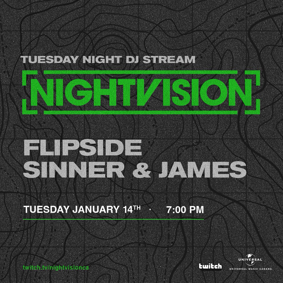 Flipside (@mcflipside) on Twitter photo Join us on @twitch at nightvisionca for our weekly Tuesday night electronic music program hosted by yours truly as we welcome one of the best producers out of Canada! <a href="/sinnerandjames/">Sinner & James</a> is behind some of the best produced We’re on a mission with NIGHTVISION… y’all ready to listen!? Join us on @twitch at nightvisionca for our weekly Tuesday night electronic music program hosted by yours truly as we welcome one of the best producers out of Canada! <a href="/sinnerandjames/">Sinner & James</a> is behind some of the best produced We’re on a mission with NIGHTVISION… y’all ready to listen!?