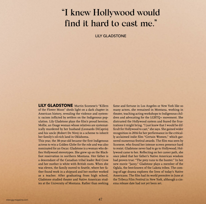 JenniferS_EVH's tweet photo. Lily Gladstone made history as the first Indigenous actress to win a Golden Globe for her role as Mollie in Martin Scorsese’s Killers of the Flower Moon. Discover her journey https://t.co/hefC7W0DuJ #lilygladstone #goldenglobes #actress #killersoftheflowermoon #indigenous https://t.co/XNmeFkPJvf