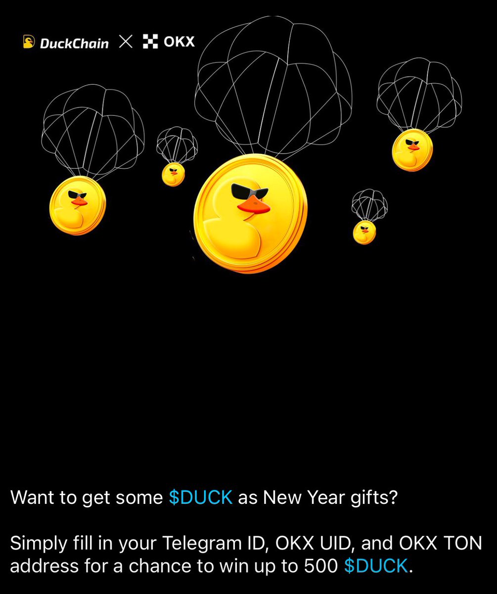 Điền form kiếm thêm 500 $DUCK.

Telegram ID, 
OKX UID, 

and OKX TON address.

docs.google.com/forms/d/e/1FAI…

x.com/sarucrypto/sta…