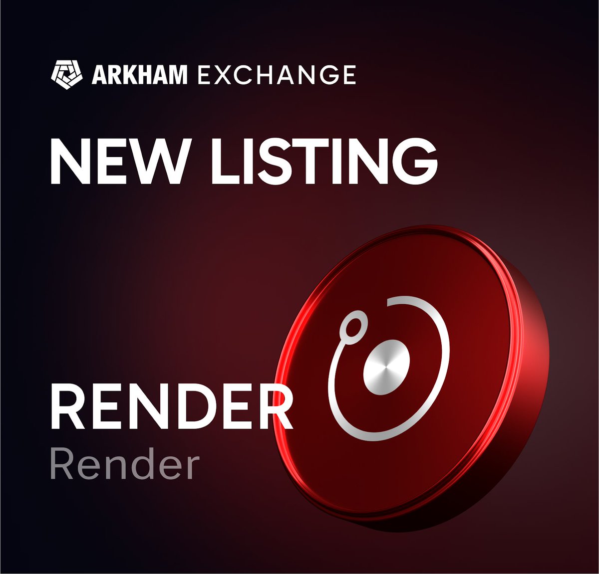 arkham's tweet photo. ANNOUNCING NEW EXCHANGE LISTING: RENDER

RENDER will be added to the Arkham Exchange, for both spot and perpetual pairs.

Trading will go live at 12pm EST tomorrow.

@rendernetwork https://t.co/BeUQnUahcP