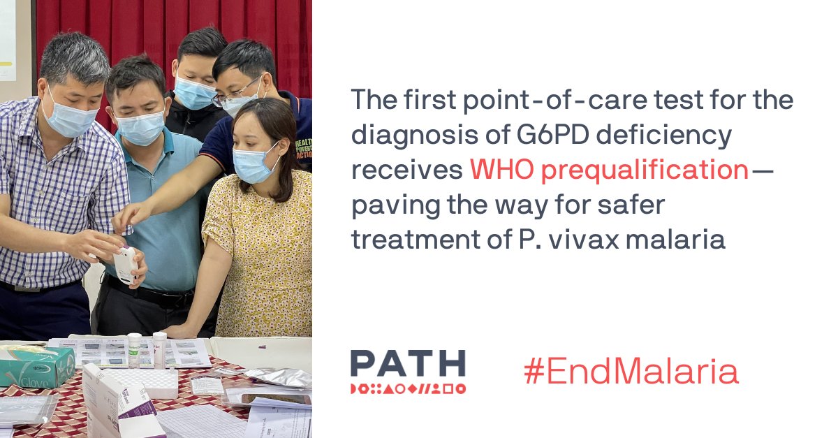 PATH (@pathtweets) on Twitter photo ๐ PATH applauds the first <a href="/WHO/">World Health Organization (WHO)</a>-prequalified diagnostic test for G6PD deficiencyโa critically needed tool that will enable accessible, effective treatment of P. vivax #malaria for millions of people.
Press release โฉ bit.ly/4aniy6g
#EndMalaria #Dx <a href="/PATHMalaria/">PATH Malaria</a> ๐ PATH applauds the first <a href="/WHO/">World Health Organization (WHO)</a>-prequalified diagnostic test for G6PD deficiencyโa critically needed tool that will enable accessible, effective treatment of P. vivax #malaria for millions of people.
Press release โฉ bit.ly/4aniy6g
#EndMalaria #Dx <a href="/PATHMalaria/">PATH Malaria</a>