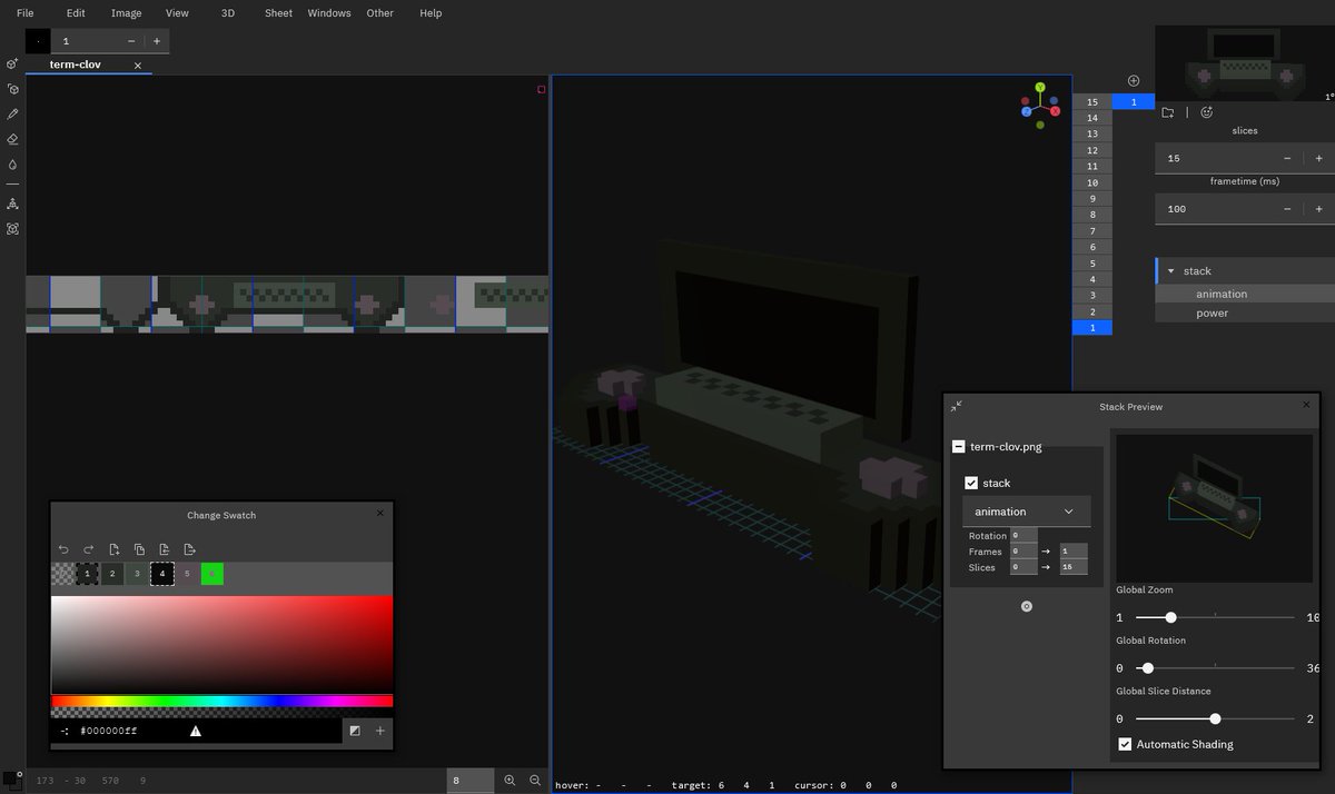 Staxie now runs in the browser live @ kettek.github.io/staxie/ !

#svelte #voxel #pixel #spritestack #editor