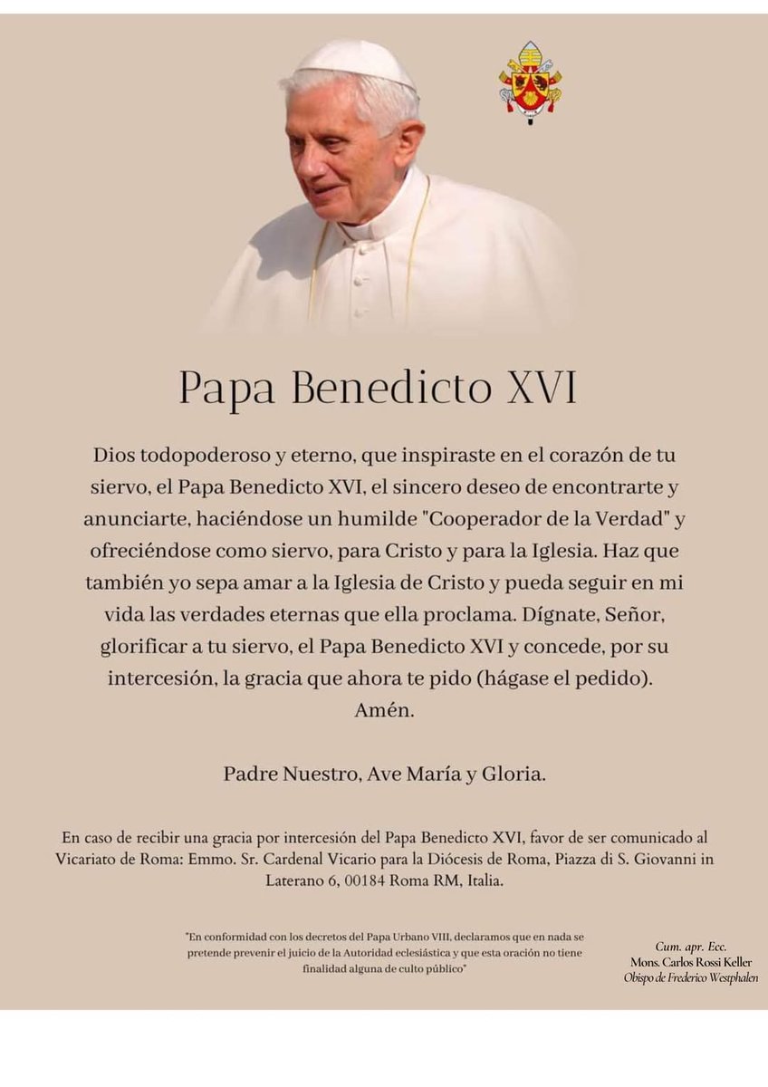Difundid y compartid en la medida que podáis. 
Seguro que pronto empezaremos a tener noticia de gracias y favores del Cielo, incluso verdaderos milagros, obrados por intercesión de este Papa sabio y santo con que quiso regalarnos Dios a comienzos del siglo XXI.