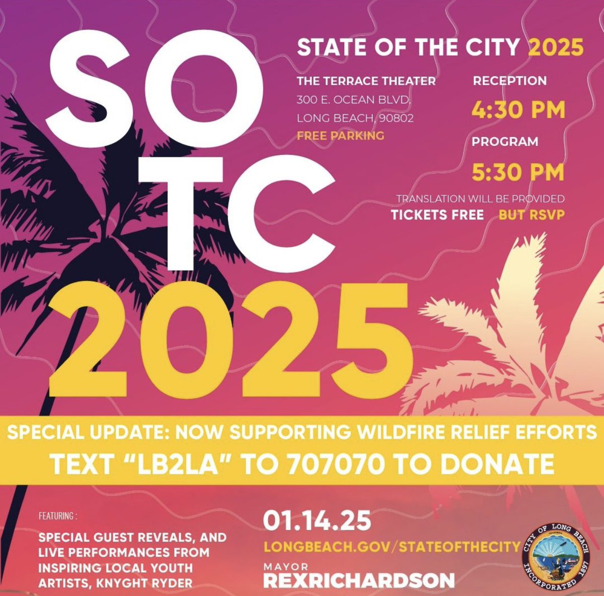 The #LBC is partnering with the California Community Foundation <a href="/calfund/">CCF</a> to support victims and evacuees. This is an unprecedented situation, and every contribution makes a difference! Donation today: visit pledge.to/LB2LA-wildfire… or text LB2LA to 707070 to help. <a href="/RexRichardson/">Rex Richardson</a>