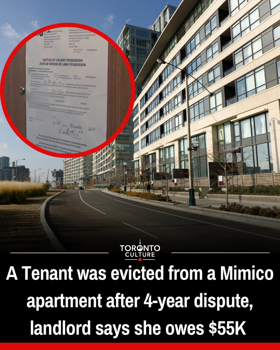 toronto_culture's tweet image. On November 25, a tenant in Mimico was evicted after owing $2,600 in rent. Small landlords struggle financially with unpaid rent, leading to housing issues for both tenants and landlords.

#OntarioHousing #TenantIssues #LandlordStruggles #TorontoCulture