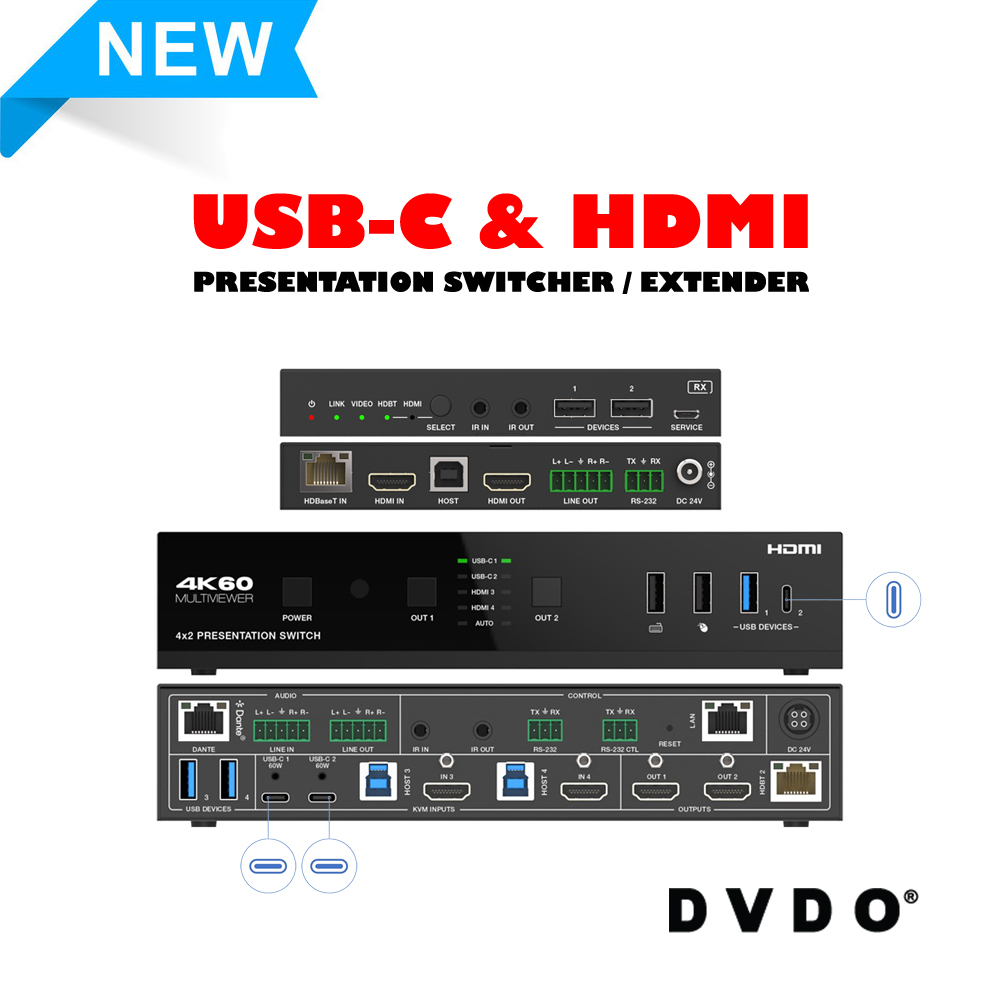 Meet our new DVDO-USBC-HDMI-PS-42-Xtend 4K Seamless Presentation Switcher / Extender with USB-C &amp; HDMI Inputs!

Find out more here: bit.ly/40FgFPb

#USBC #PresentationSwitcher #Extender #SignalManagement #AVTweeps #DVDO