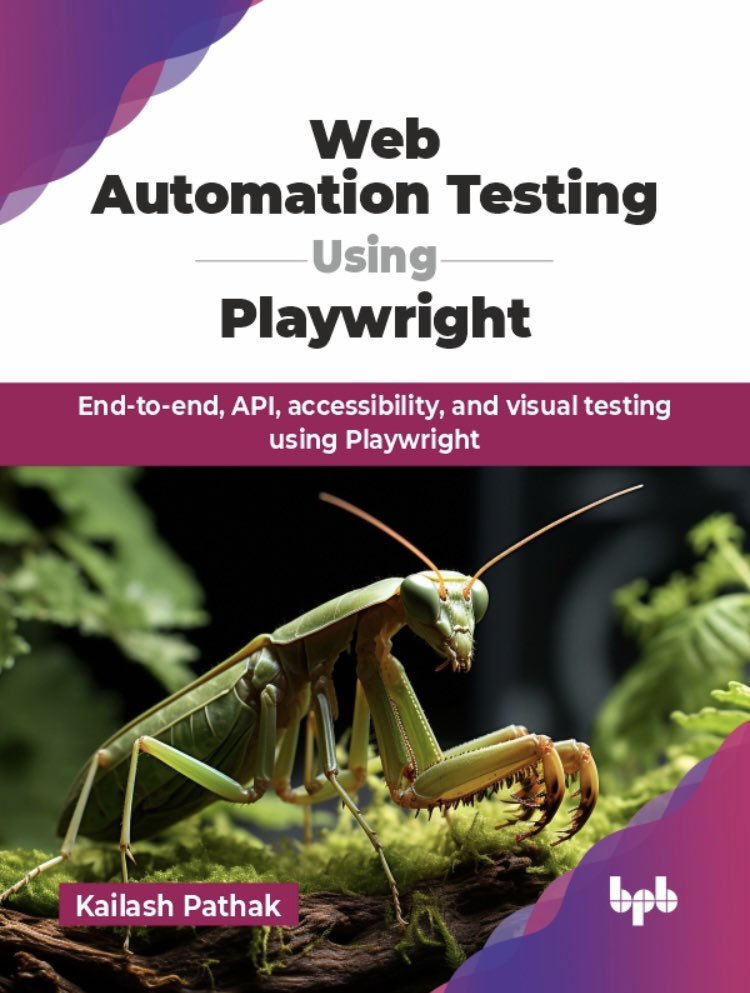 CharlyAutomatiza (@char_automatiza) on Twitter photo #WebAutomation Testing using <a href="/playwrightweb/">Playwright</a> by <a href="/Kailashpathak7/">Kailash Pathak</a>! 🎉
Huge congrats to Kailash & thanks to <a href="/bpbonline/">BPB</a> for sharing a copy for review.
This book covers end-to-end, #API, accessibility & visual testing. 🙌
Great reference for beginners & experienced #Playwright users! #WebAutomation Testing using <a href="/playwrightweb/">Playwright</a> by <a href="/Kailashpathak7/">Kailash Pathak</a>! 🎉
Huge congrats to Kailash & thanks to <a href="/bpbonline/">BPB</a> for sharing a copy for review.
This book covers end-to-end, #API, accessibility & visual testing. 🙌
Great reference for beginners & experienced #Playwright users!