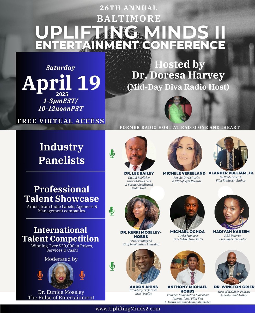 UpliftingMinds2's tweet image. #KnowledgeIsPower #ProfessionalPanelists #TwoVirtualStages #Over20000inPrizesandCash UpliftingMinds2.com