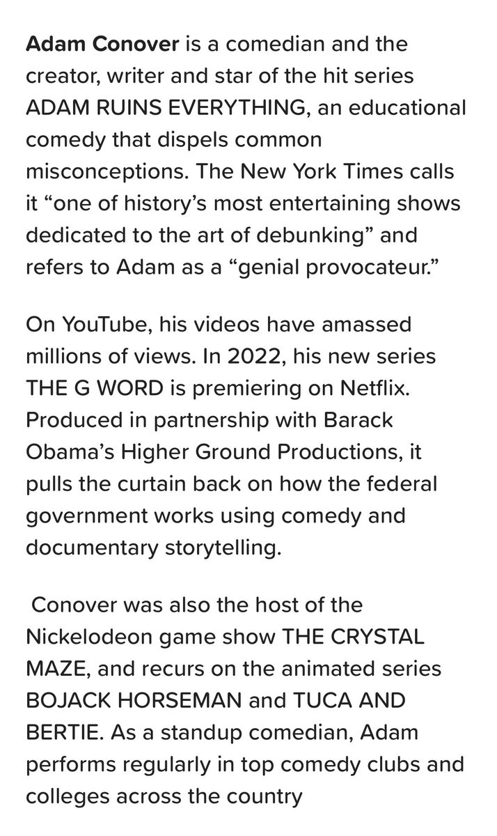 PhilNewtonE's tweet photo. Still a few tickets left to see 'Adam ruins....' and Crystal Maze U.S. presenter Adam Conover @lsqtheatre London, this coming March. I'll be there for deffo. ποΈποΈ
#AdamConover #LeicesterSquareTheatre #London https://t.co/0SK3FZrDiS