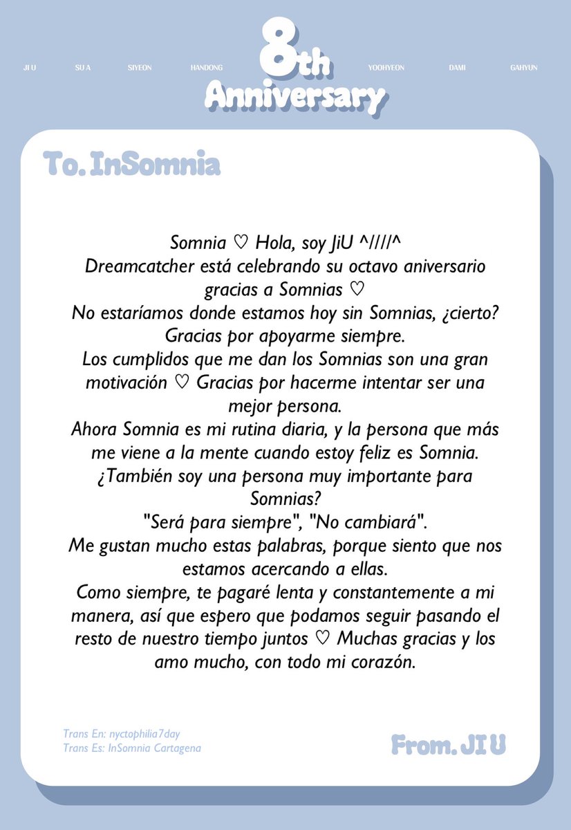 InSomnia_CTG's tweet photo. [250113] Actualización de @hf_dreamcatcher en redes:

[🎂] 𝑫𝒓𝒆𝒂𝒎𝒄𝒂𝒕𝒄𝒉𝒆𝒓 𝑫𝒆𝒃𝒖𝒕 8𝒕𝒉 𝑨𝒏𝒏𝒊𝒗𝒆𝒓𝒔𝒂𝒓𝒚🎉

Para. InSomnia❤
De. JiU y SuA

#드림캐쳐 #Dreamcatcher
#꿈둥이들_8주년_축하해
#Happy_Dreamcatcher_Day https://t.co/qldguM8e23