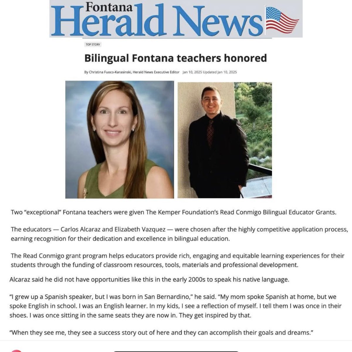 What an awesome full circle moment! I was featured in our local city newspaper for the grant that I won a few months ago. Grateful! <a href="/redwood_fontana/">Redwood_Fontana</a> <a href="/FUSD_Supt/">Miki Rene Inbody</a> <a href="/DrJBourgeois/">JenniferBourgeoisPhD</a> <a href="/JArauz5/">JDAraúz, Ed.D</a>