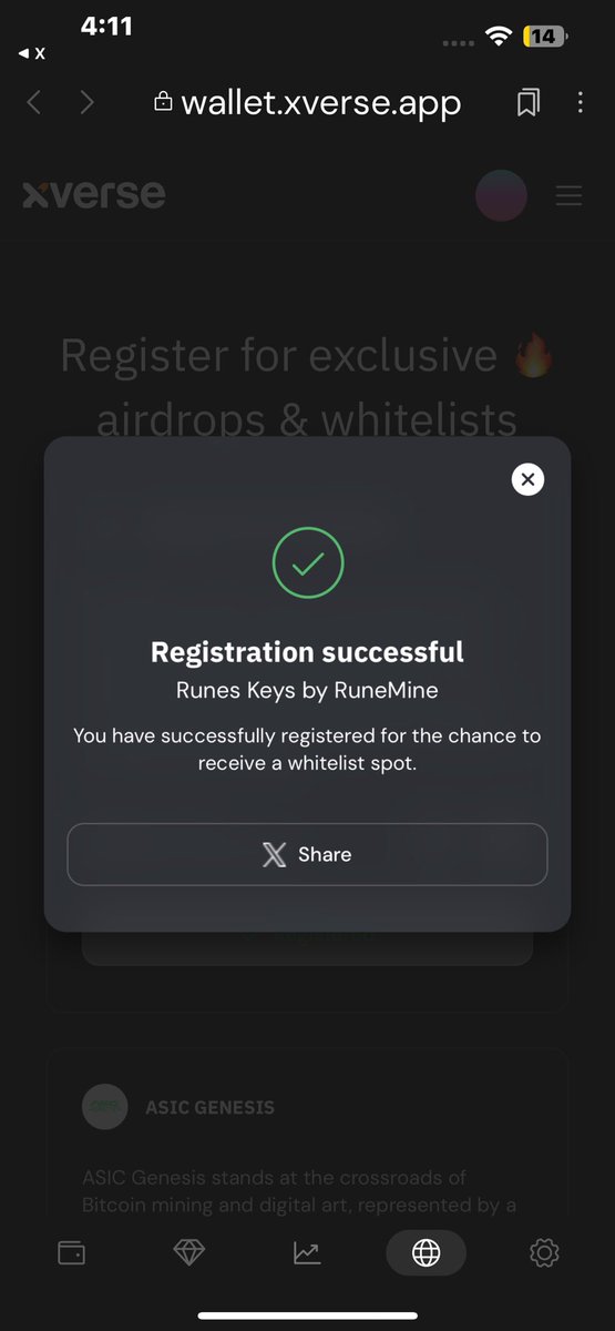 Insinity_tm's tweet photo. @xverse @minelabs_ Just Registered 💯💯💯💯💯 #RUNE #xverse #Ordimutants https://t.co/lqVN6KB51J