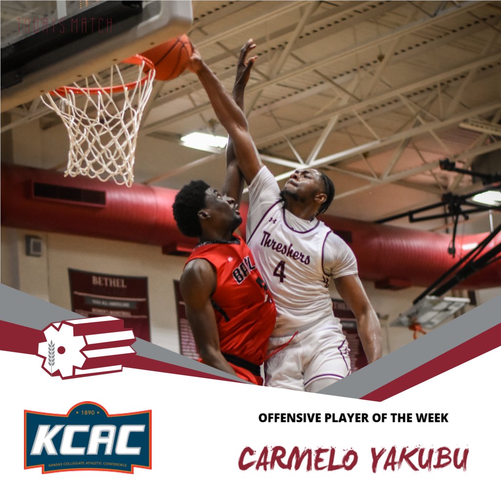 Carmelo Yakubu wins KCAC Offensive Player of the Week for the 2nd time this season! Congrats Melo! #RollOn #WeAreThreshers