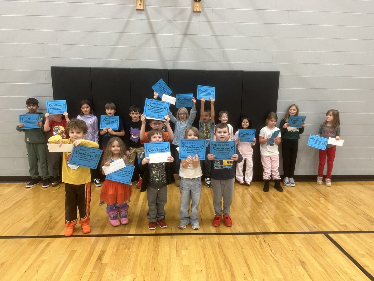 Congratulations to our December World Changers! This group of students were recognized at our PBIS assembly for displaying our monthly virtue: consistency