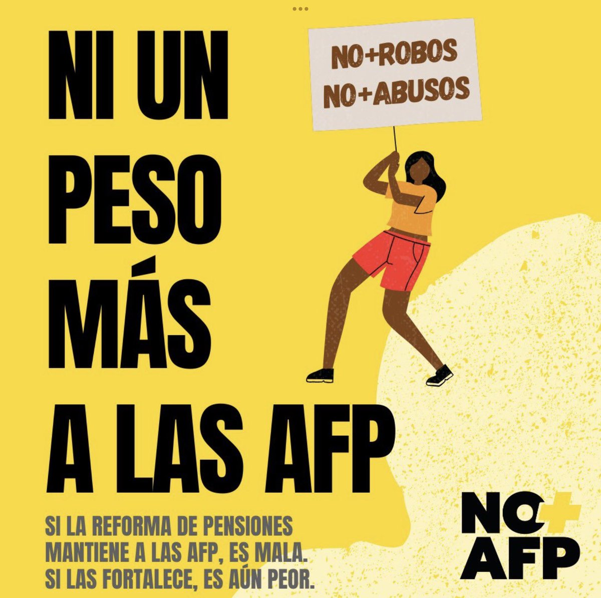 LuisMesina1's tweet photo. Presidente #Boric esto se prometio antes, durante y al poco tiempo de asumir el gobierno, #NIunPesoMasAlasAFP
Sería inexcusable que al termino de su mandato, se consolidara el negocio privado en los derechos sociales (AFP e Isapres) y se termine traspasando mas dinero a las AFP.
Hay que dejar al descubierto a la derecha que no quiere reforma, pero, para eso hay que votar y no negociar a espaldas con la derecha. Todo tiene limites.