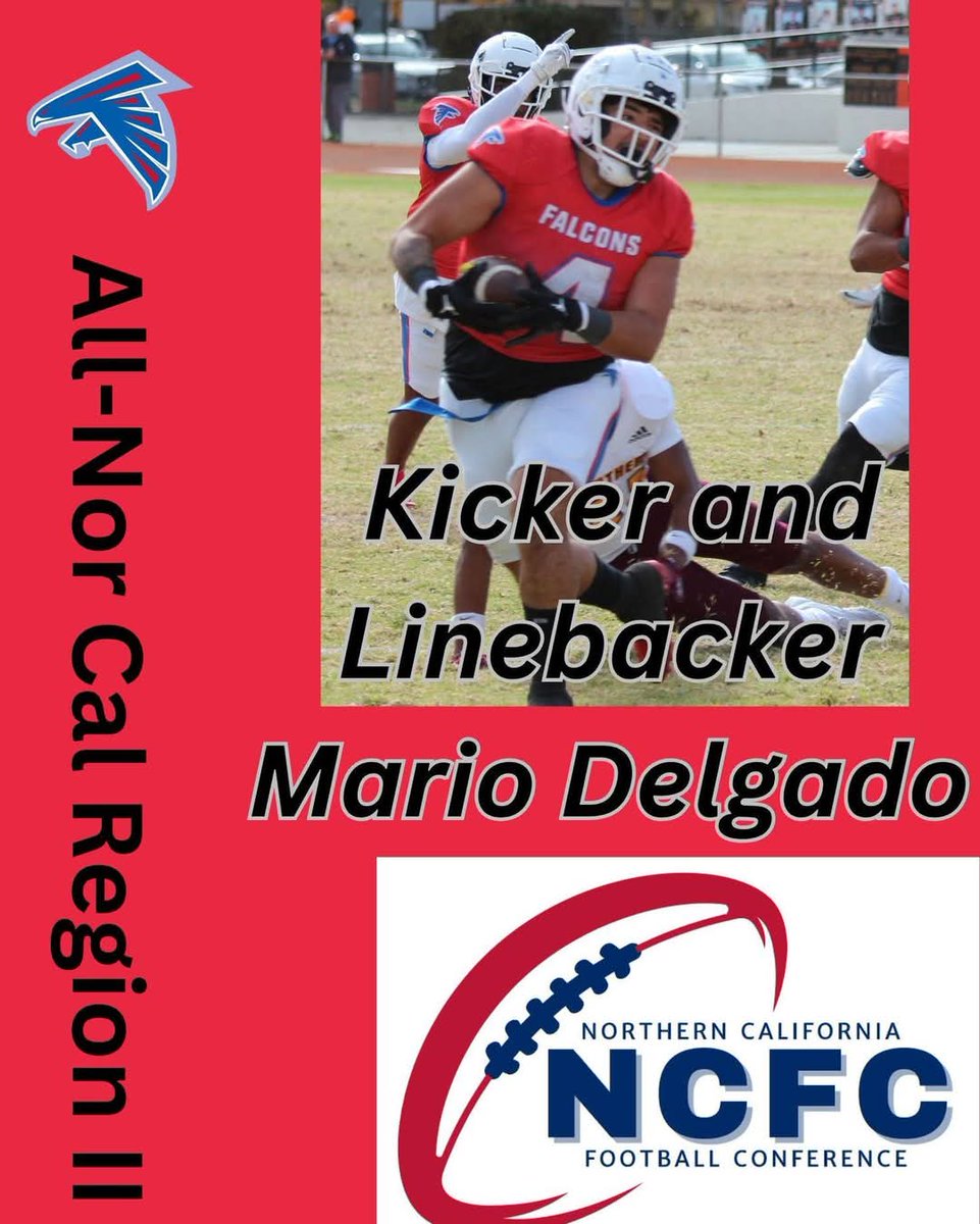 Coach_Berna's tweet photo. Congratulations to Mario Delgado on being selected All-State Region II 💪🏈 Mario recorded 90 tackles, 1.5 sacks, 9.5 TFLs and scored 74 points on the season for the Falcons!! #WinTheDay #CultureOverScheme #FalconFamily https://t.co/z4yn5WZE8h